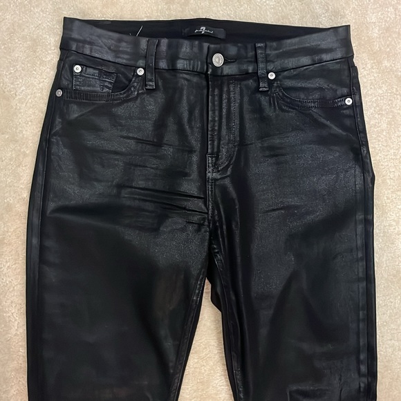 7 for all Mankind black coated jeans mid-rise - Picture 2 of 4